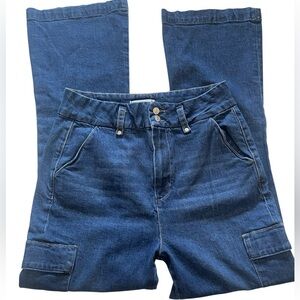 Paige Dark Denim Cargo Jeans Gracie Lou High Waisted Size 31